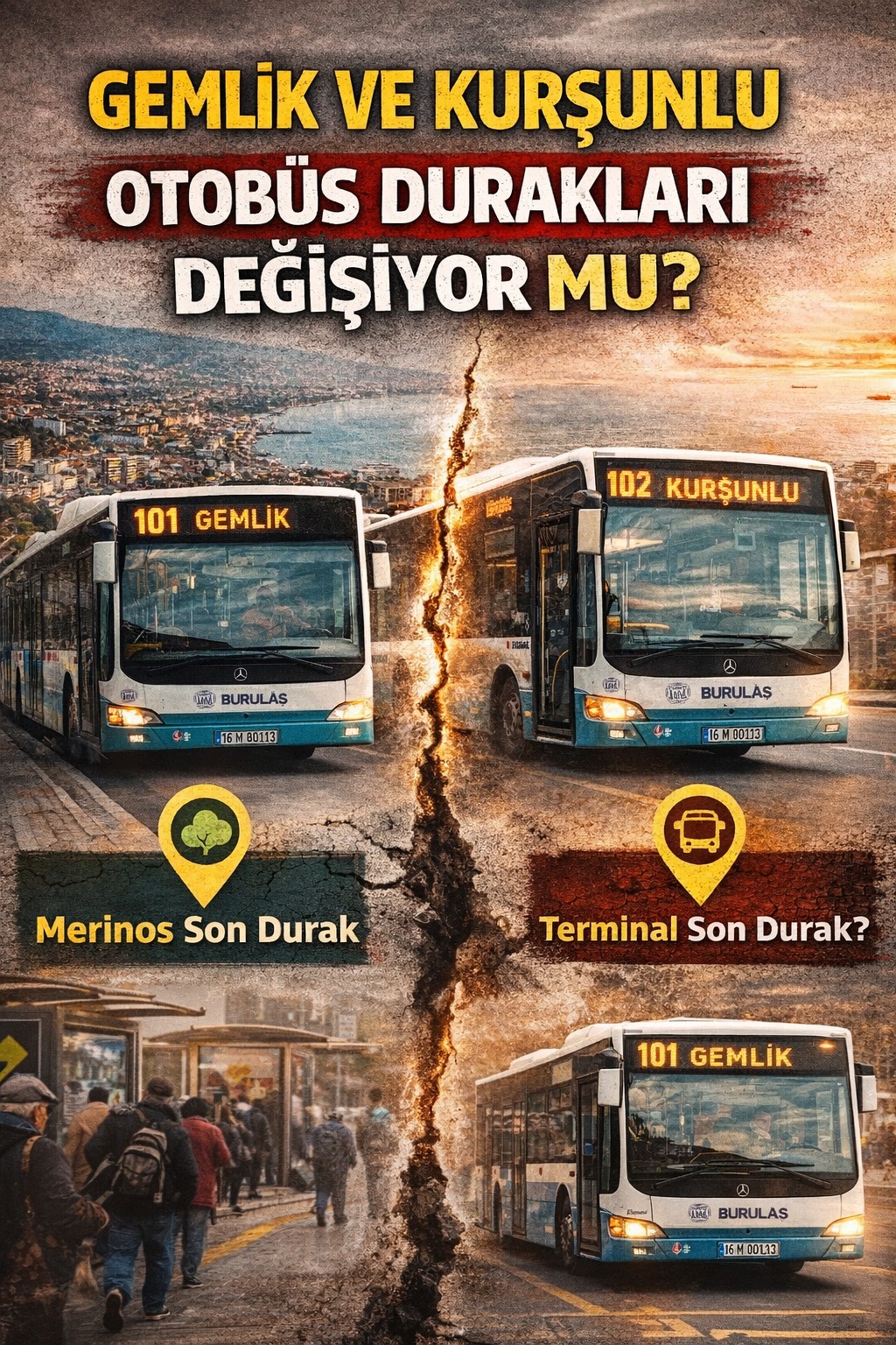 Gemlik ve Kurşunlu otobüs durakları değişiyor mu?